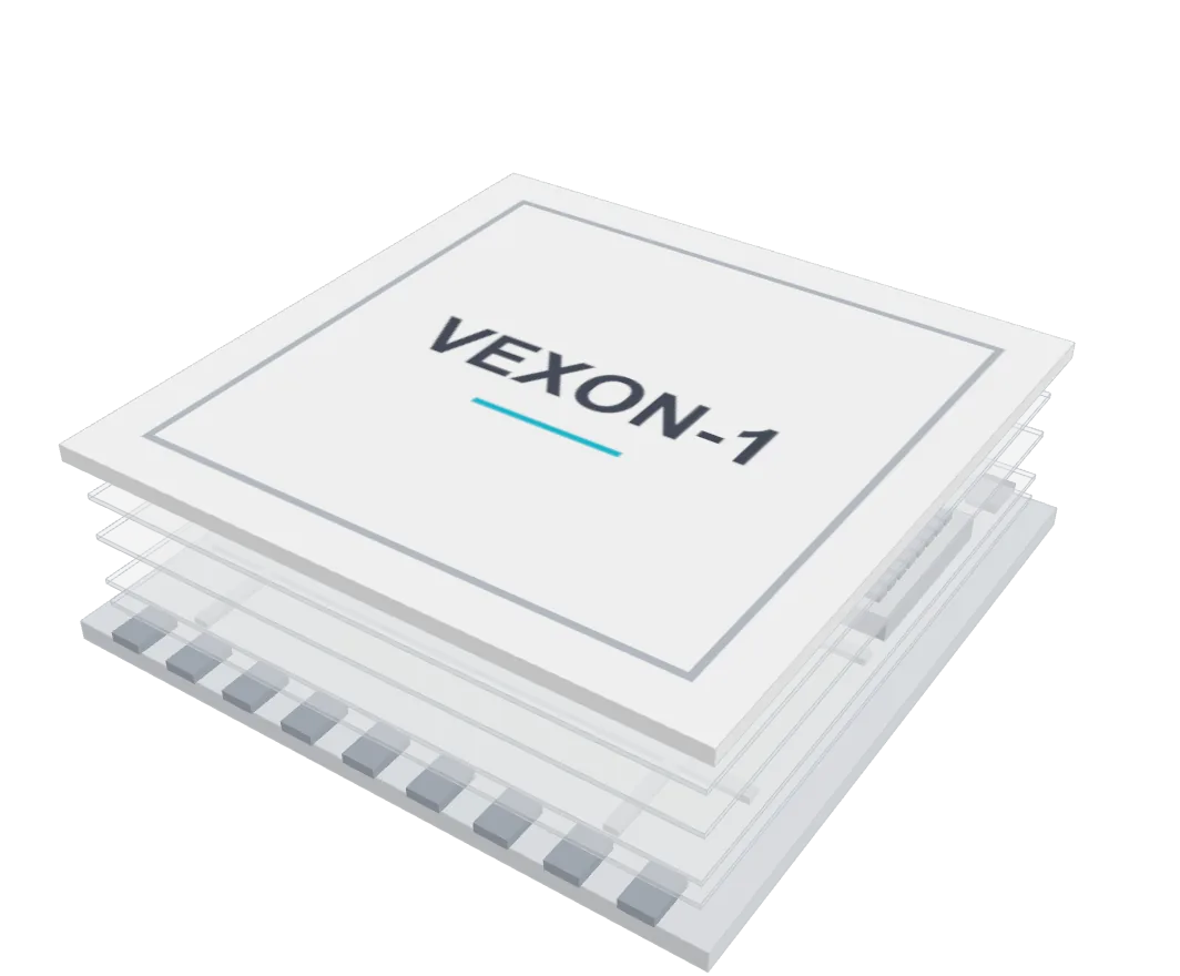 Darstellung des Vexon-1-Chip-Designs – Visualisierung, kein Fertigungsbild